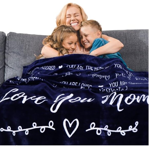 LOVE You Mom Premium Soft Fleece Blanket Size 50x60 - Picture 2 of 7